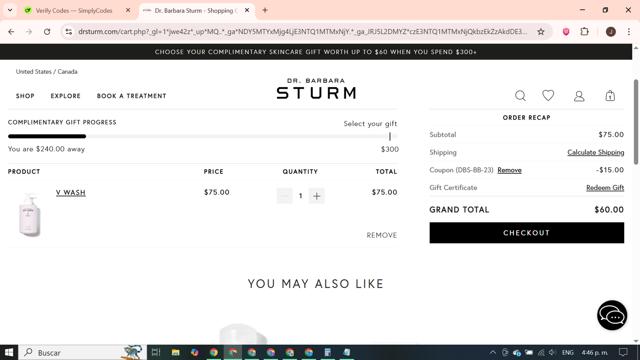 Dr. Barbara Sturm checkout page showing Dr. Barbara Sturm discount code box | Screenshot taken by SimplyCodes community member on Aug 6, 2025