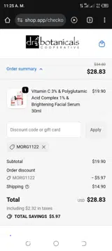 MORG1122 coupon verification screenshot
