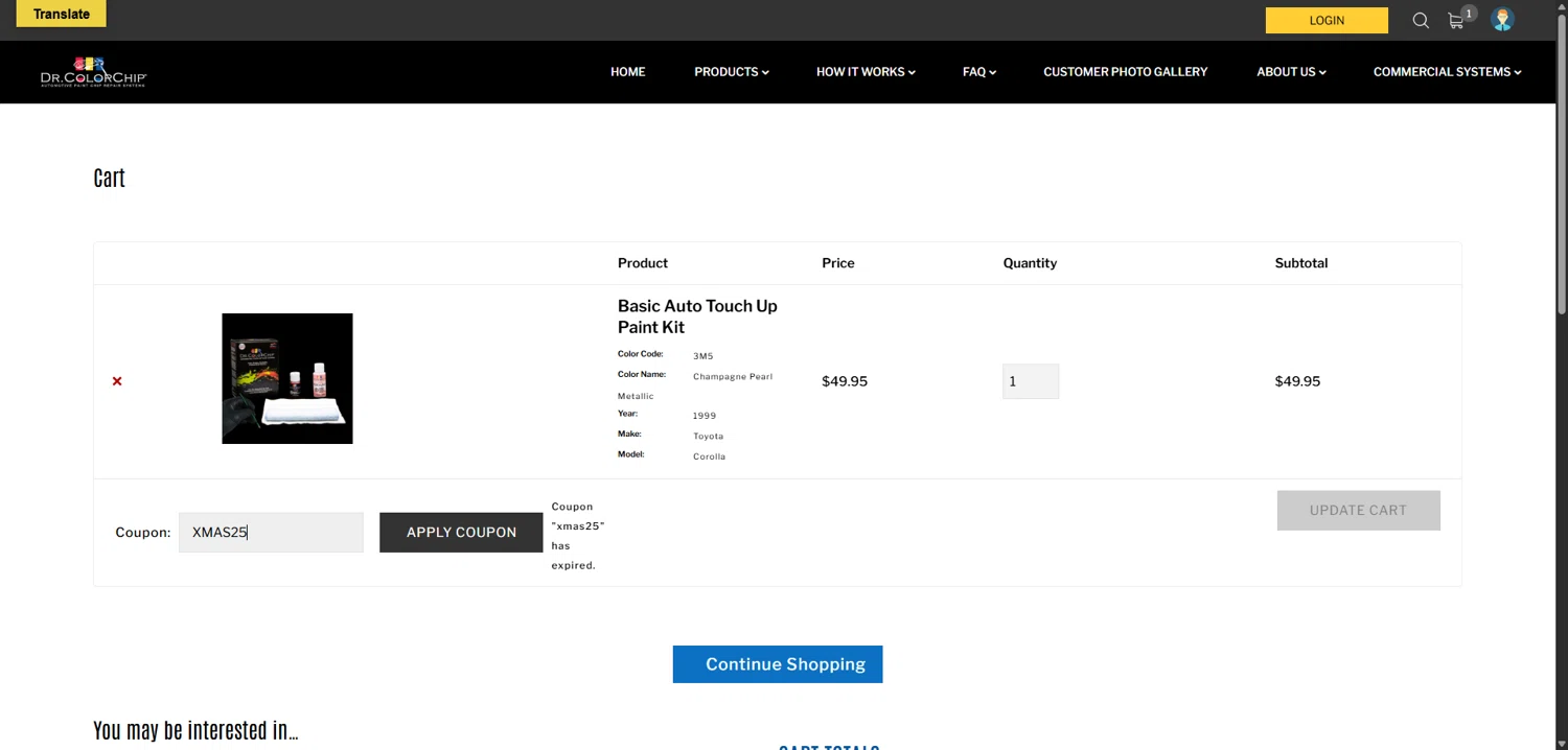Dr ColorChip promo code screenshot showing code XMAS25 applied at Dr ColorChip checkout page. Uploaded by SimplyCodes community member EpicLegend237 on Feb 24, 2026