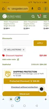 WELLNSTRONG coupon verification screenshot