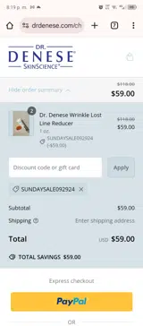 SundaySale092924 coupon verification screenshot