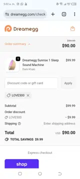 love500 coupon verification screenshot