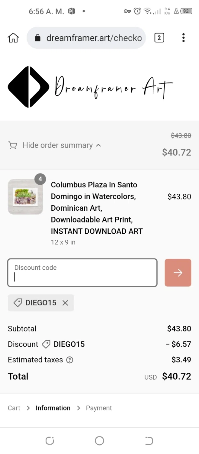 Dream Framer checkout page showing Dream Framer promo code box | Screenshot taken by SimplyCodes community member on Jun 29, 2023