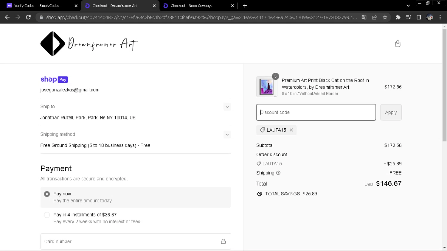 Dream Framer checkout page showing Dream Framer promo code box | Screenshot taken by SimplyCodes community member on Mar 5, 2024