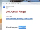 SAVE20 coupon verification screenshot