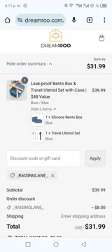 _RAISINGLANE_ coupon verification screenshot
