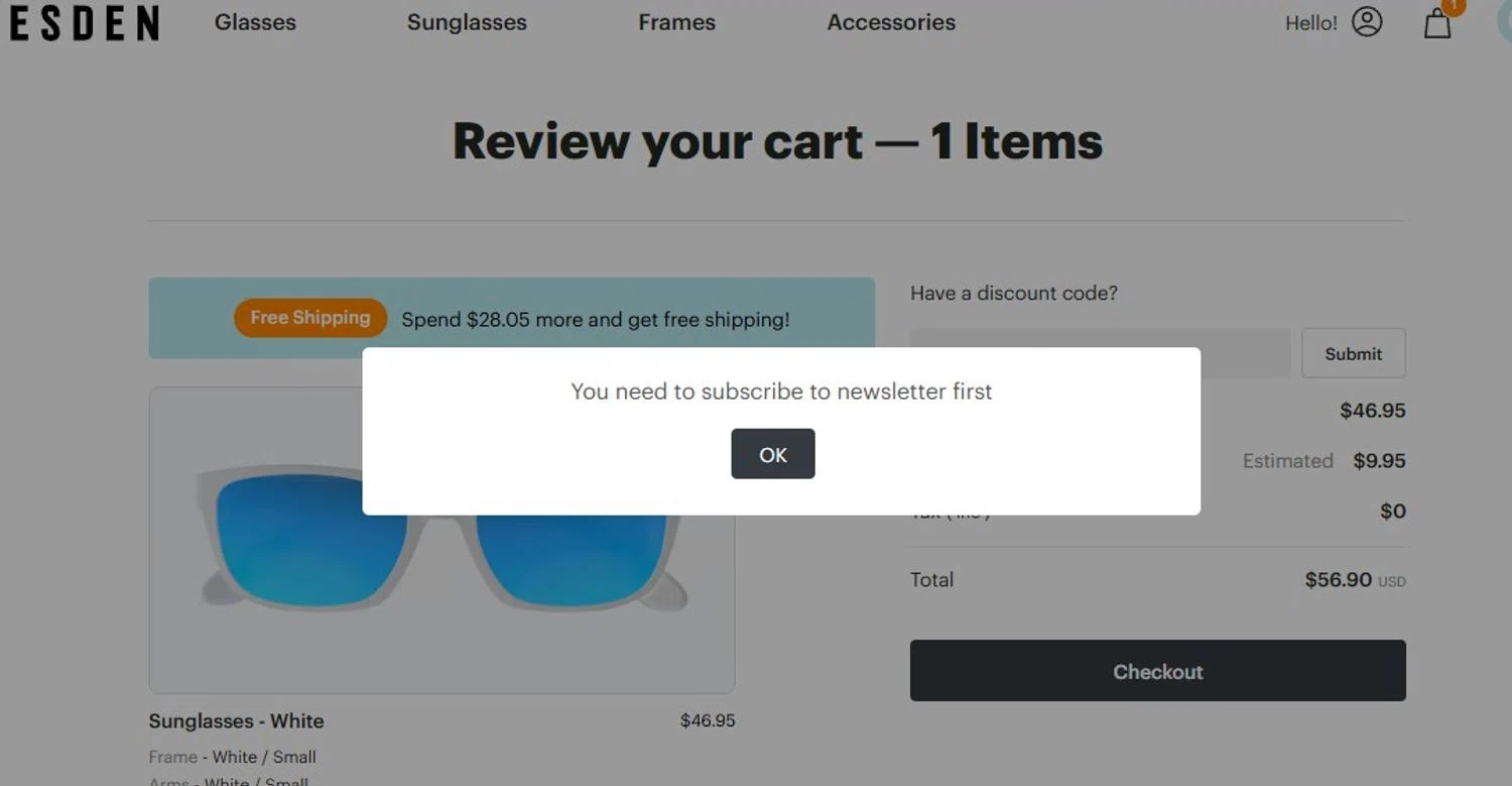 Dresden Vision promo code screenshot showing code WELCOME30 applied at Dresden Vision checkout page. Uploaded by SimplyCodes community member Olorinnnnn on Jul 15, 2025