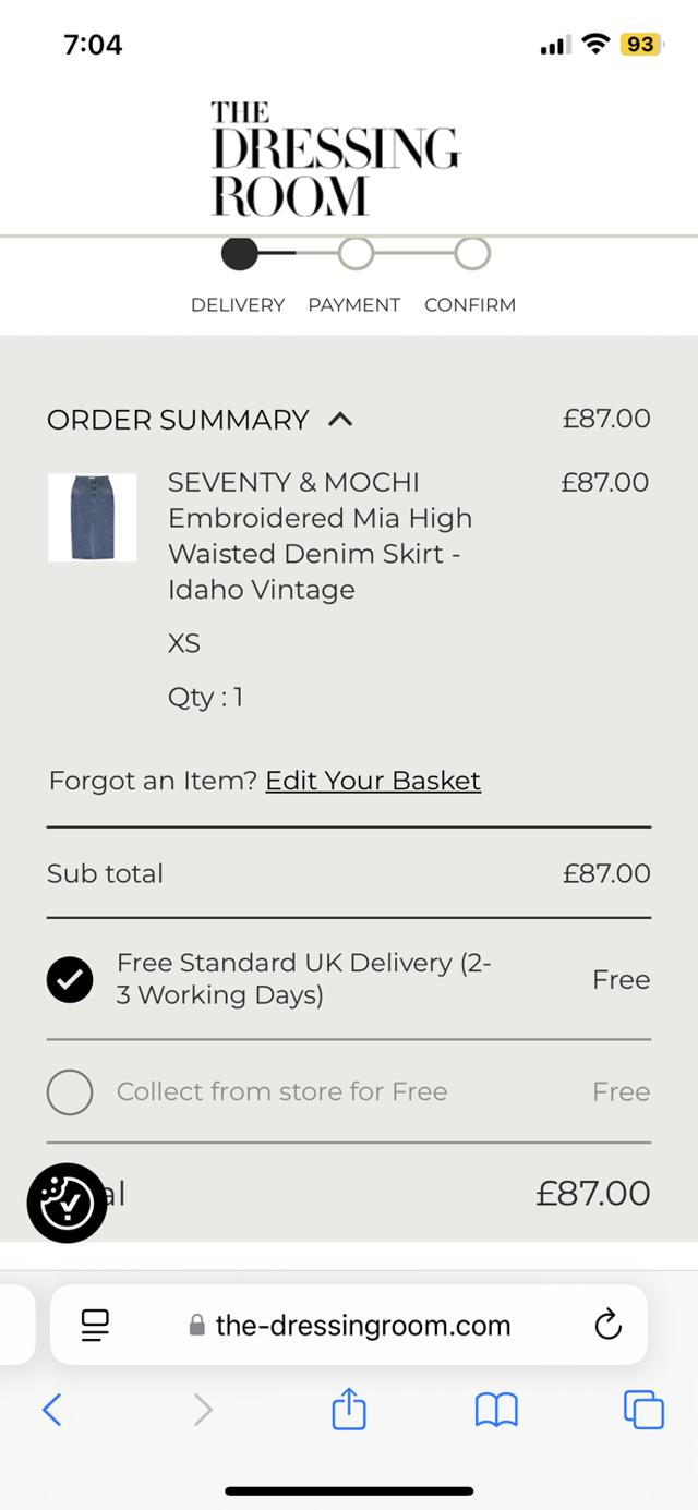 The Dressing Room checkout page showing The Dressing Room promo code box | Screenshot taken by SimplyCodes community member on Feb 13, 2025