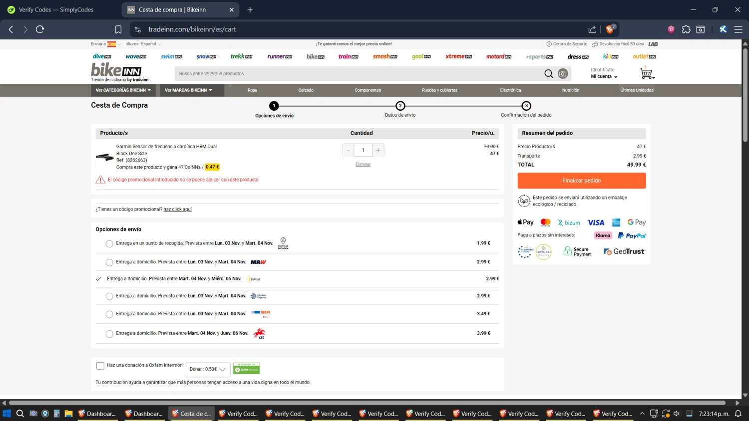 Dressinn promo code screenshot showing code Wwcas10 applied at Dressinn checkout page. Uploaded by SimplyCodes community member Jgomez on Oct 30, 2025