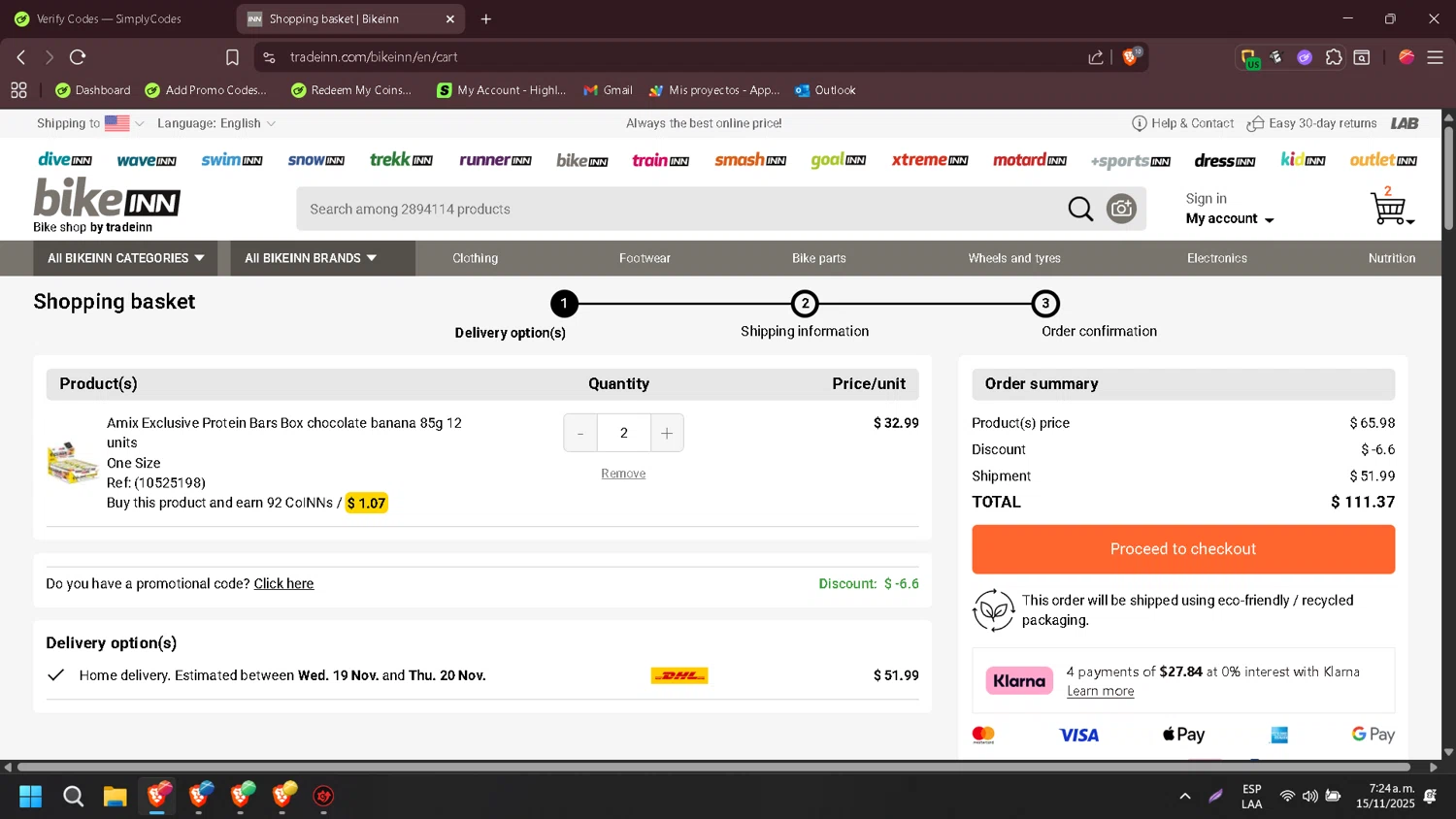 Dressinn promo code screenshot showing code 10AMIX applied at Dressinn checkout page. Uploaded by SimplyCodes community member Wukong on Nov 15, 2025