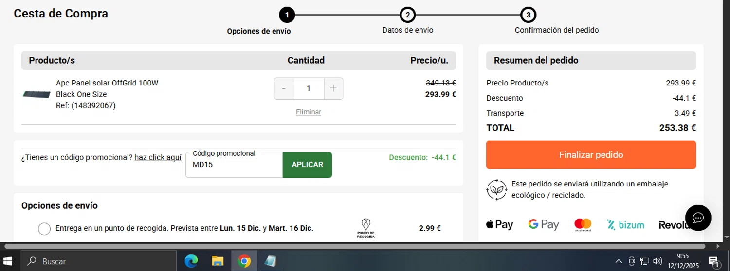 Dressinn promo code screenshot showing code MD15 applied at Dressinn checkout page. Uploaded by SimplyCodes community member josegarcia6 on Dec 12, 2025