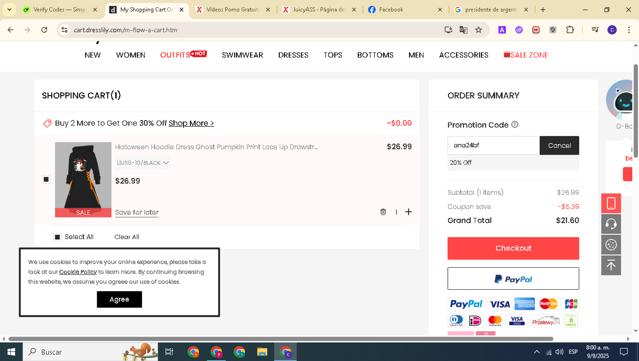 Dresslily checkout page showing Dresslily promo code box | Screenshot taken by SimplyCodes community member on Sep 9, 2025