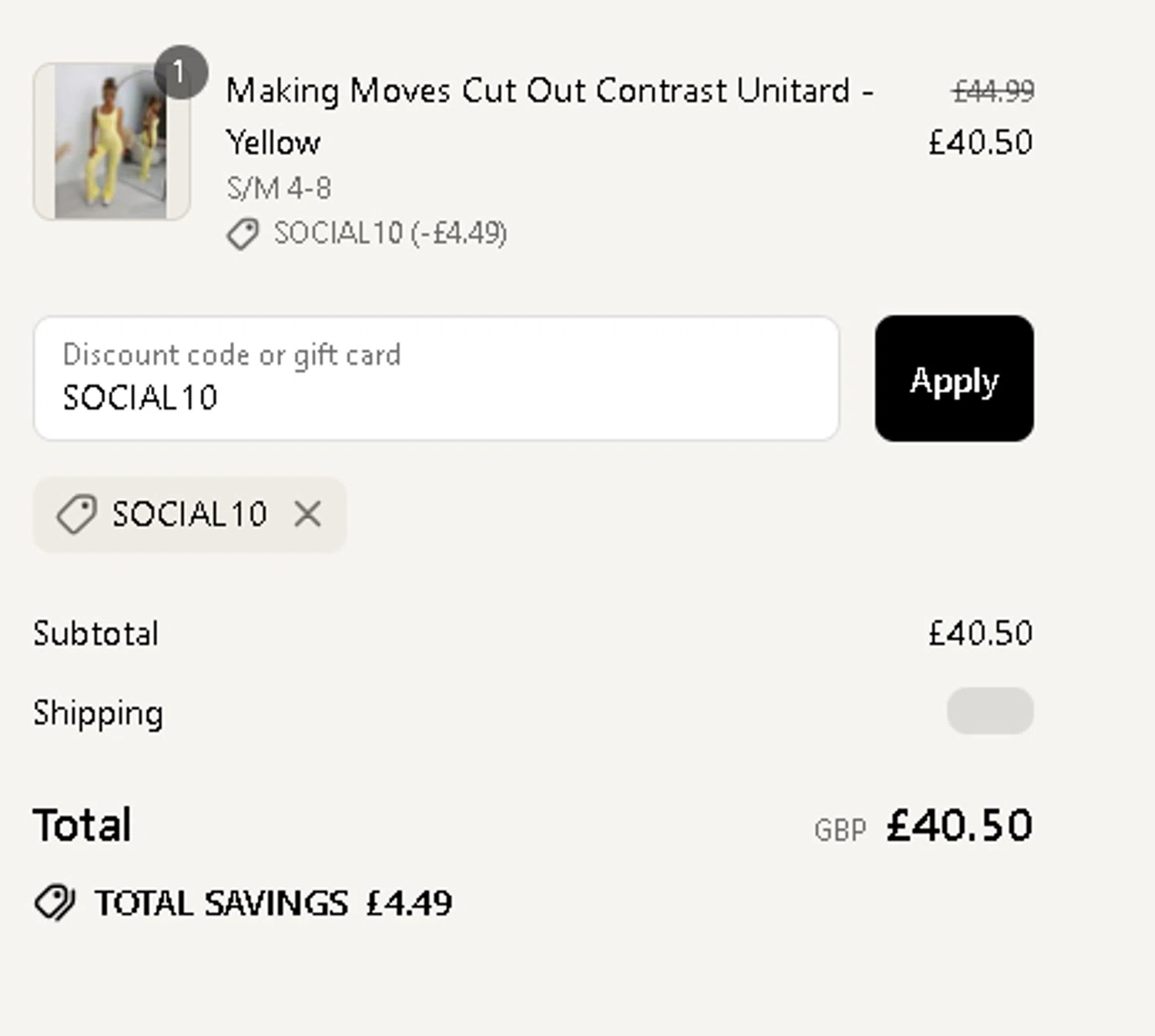 Dress Me Zee discount code screenshot showing code SOCIAL10 applied at Dress Me Zee checkout page. Uploaded by SimplyCodes community member SilverMaestro3583 on Jul 13, 2025