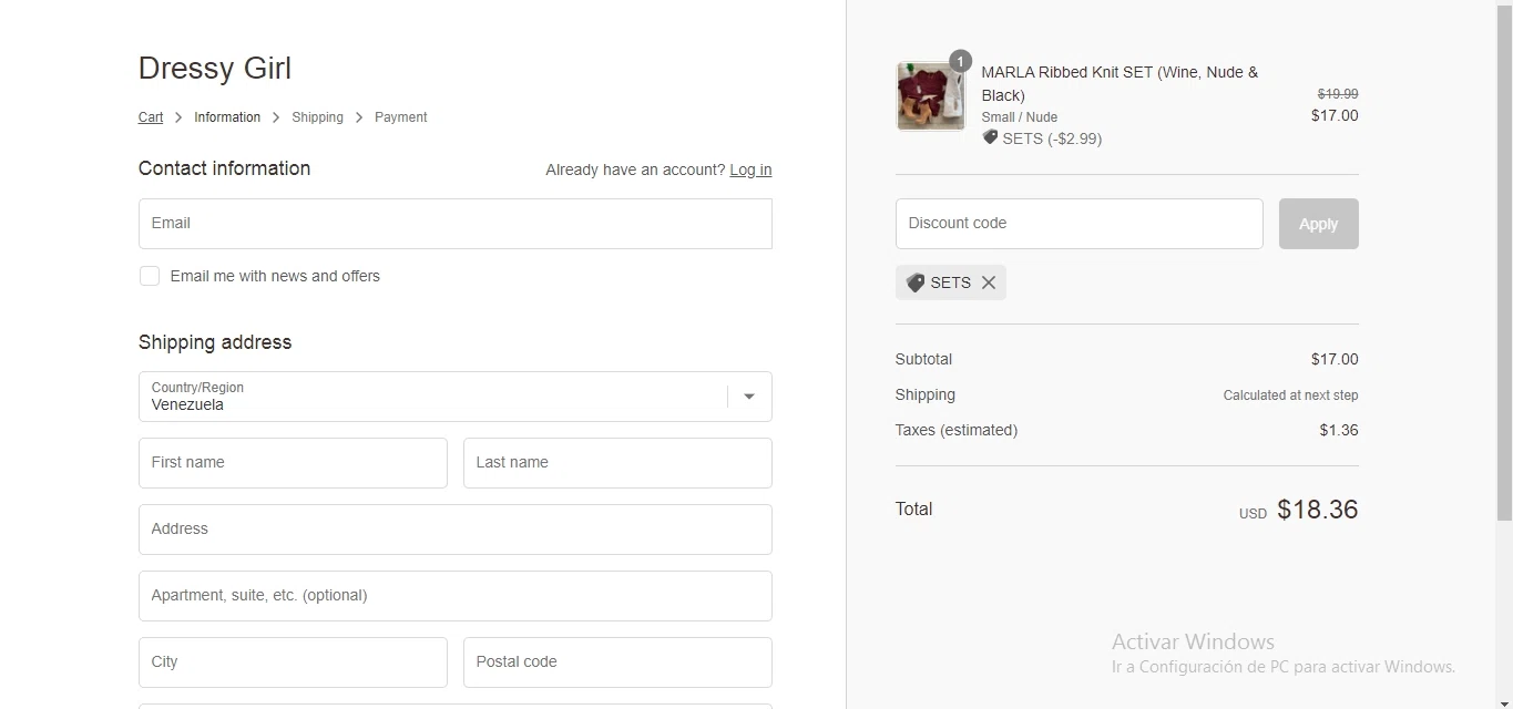 Dressy Girl checkout page showing Dressy Girl promo code box | Screenshot taken by SimplyCodes community member on Jul 15, 2022