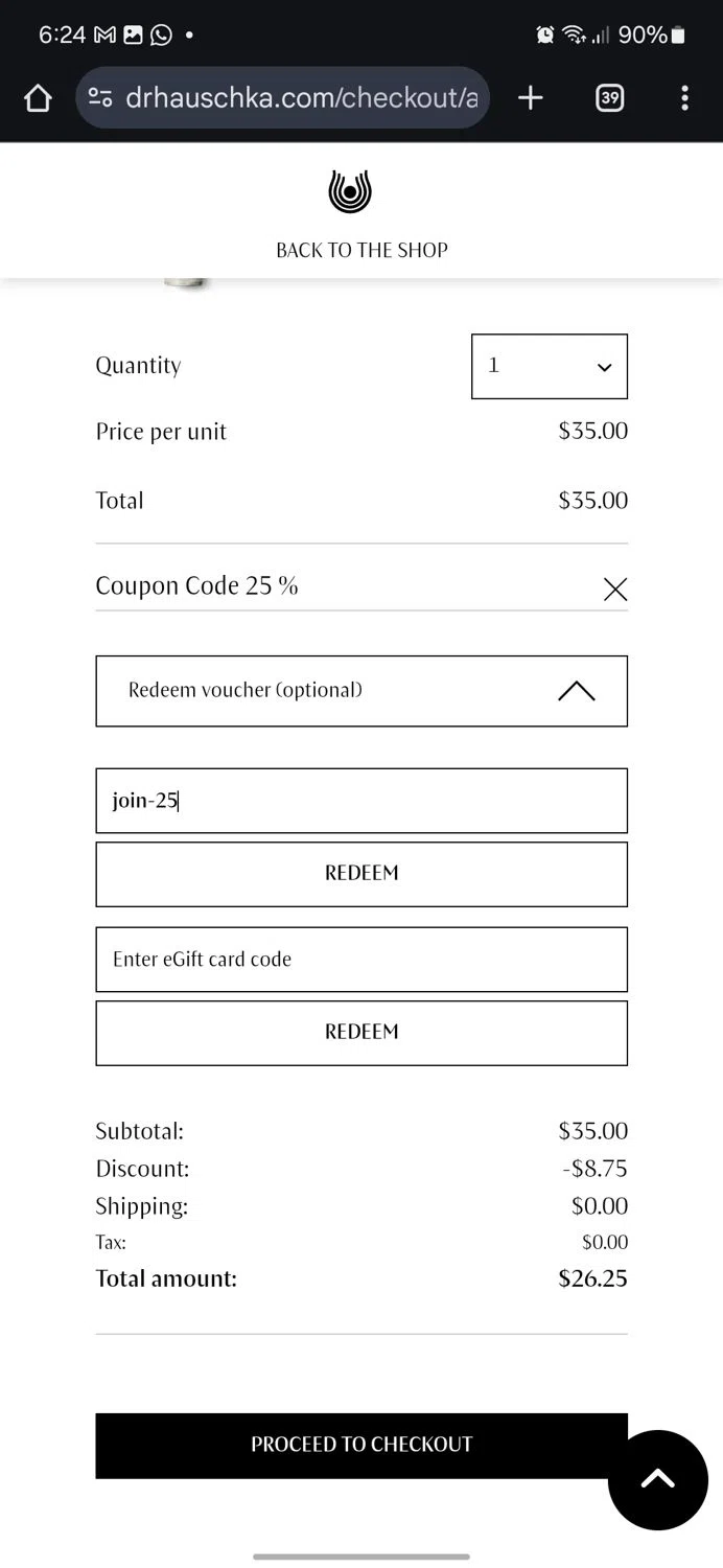 where to use Dr. Hauschka promo code box