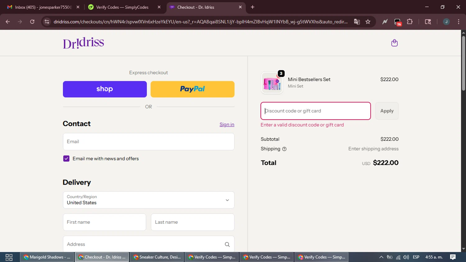 Dr. Idriss discount code screenshot showing code NERD-FS24 applied at Dr. Idriss checkout page. Uploaded by SimplyCodes community member ScanLynx8928 on Nov 3, 2025