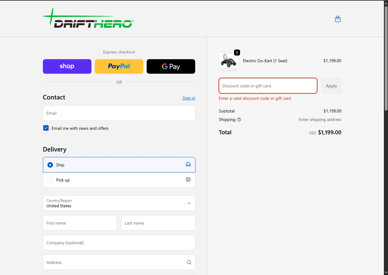 Drift Hero promo code screenshot showing code show200 applied at Drift Hero checkout page. Uploaded by SimplyCodes community member GoldPhoenix3793 on Nov 30, 2025