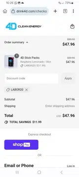 LABOR20 coupon verification screenshot