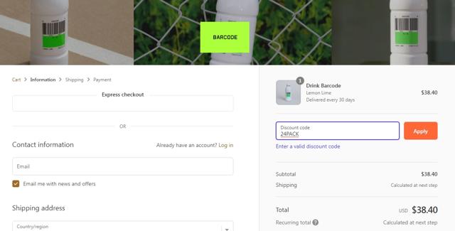 Barcode checkout page showing Barcode promo code box | Screenshot taken by SimplyCodes community member on Aug 13, 2022