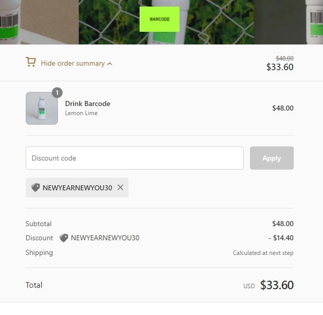 Barcode checkout page showing Barcode promo code box | Screenshot taken by SimplyCodes community member on Dec 23, 2021