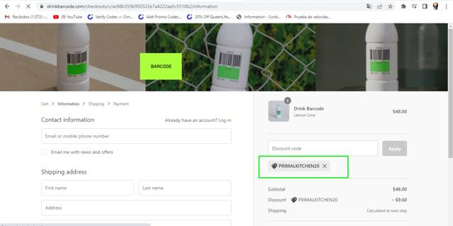 Barcode checkout page showing Barcode promo code box | Screenshot taken by SimplyCodes community member on Apr 22, 2022