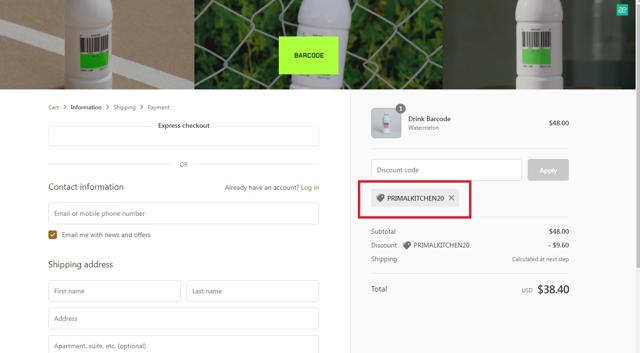 Barcode checkout page showing Barcode promo code box | Screenshot taken by SimplyCodes community member on Feb 11, 2022