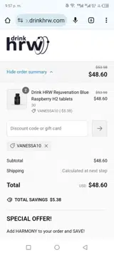 Vanessa10 coupon verification screenshot