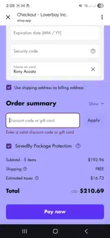Drink Loverboy coupon verification screenshot