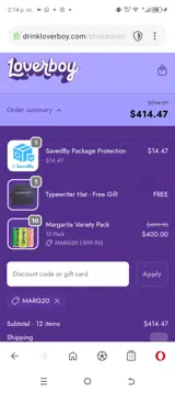 Drink Loverboy coupon verification screenshot