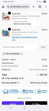 Drink Nello coupon verification screenshot