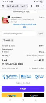 Drink Nello coupon verification screenshot