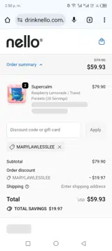 Drink Nello coupon verification screenshot