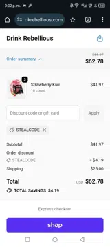 STEALCODE coupon verification screenshot