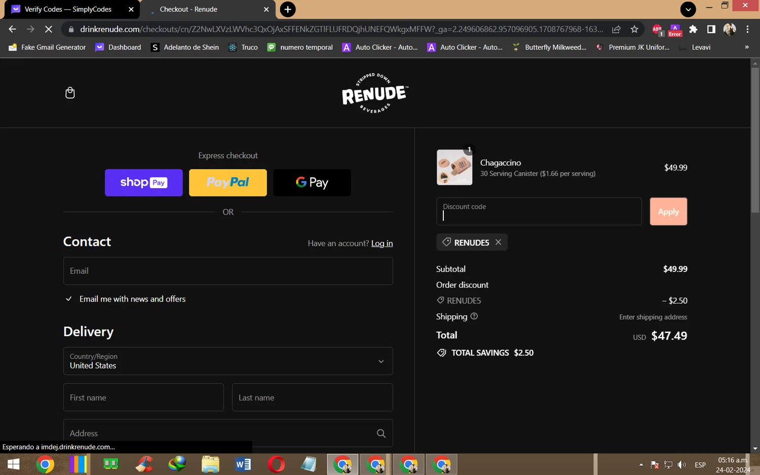 where to use Renude promo code box