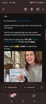 Coffee coupon verification screenshot