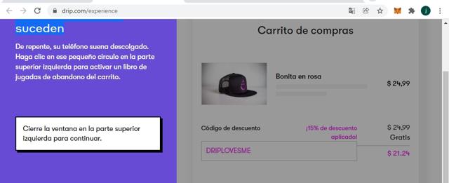 Drip checkout page showing Drip promo code box | Screenshot taken by SimplyCodes community member on Nov 14, 2021