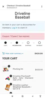 17YEARS coupon verification screenshot