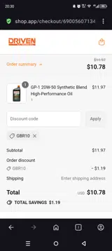 GBR10 coupon verification screenshot