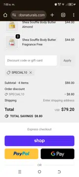 SPECIAL10 coupon verification screenshot