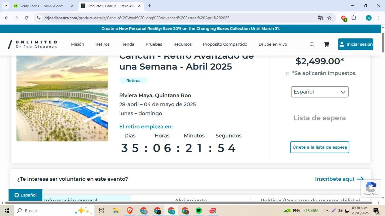 Dr. Joe Dispenza promo code screenshot showing code ThankYou2022 applied at Dr. Joe Dispenza checkout page. Uploaded by SimplyCodes community member ExtraordinarySeeker8039 on Mar 24, 2025