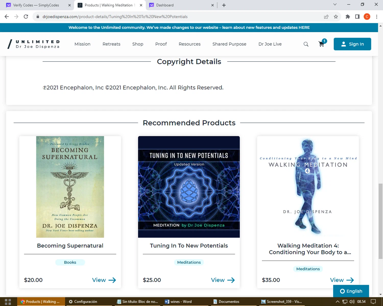 Dr. Joe Dispenza checkout page showing Dr. Joe Dispenza promo code box | Screenshot taken by SimplyCodes community member on Oct 19, 2023