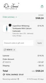 Dr. Jones' Naturals coupon verification screenshot