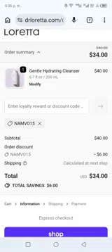 Namvo15 coupon verification screenshot