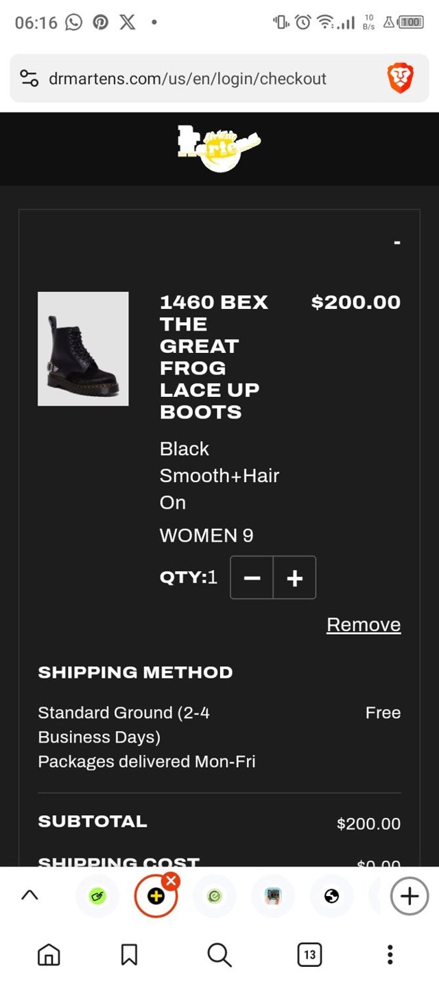 Dr. Martens checkout page showing Dr. Martens promo code box | Screenshot taken by SimplyCodes community member on Jul 29, 2024