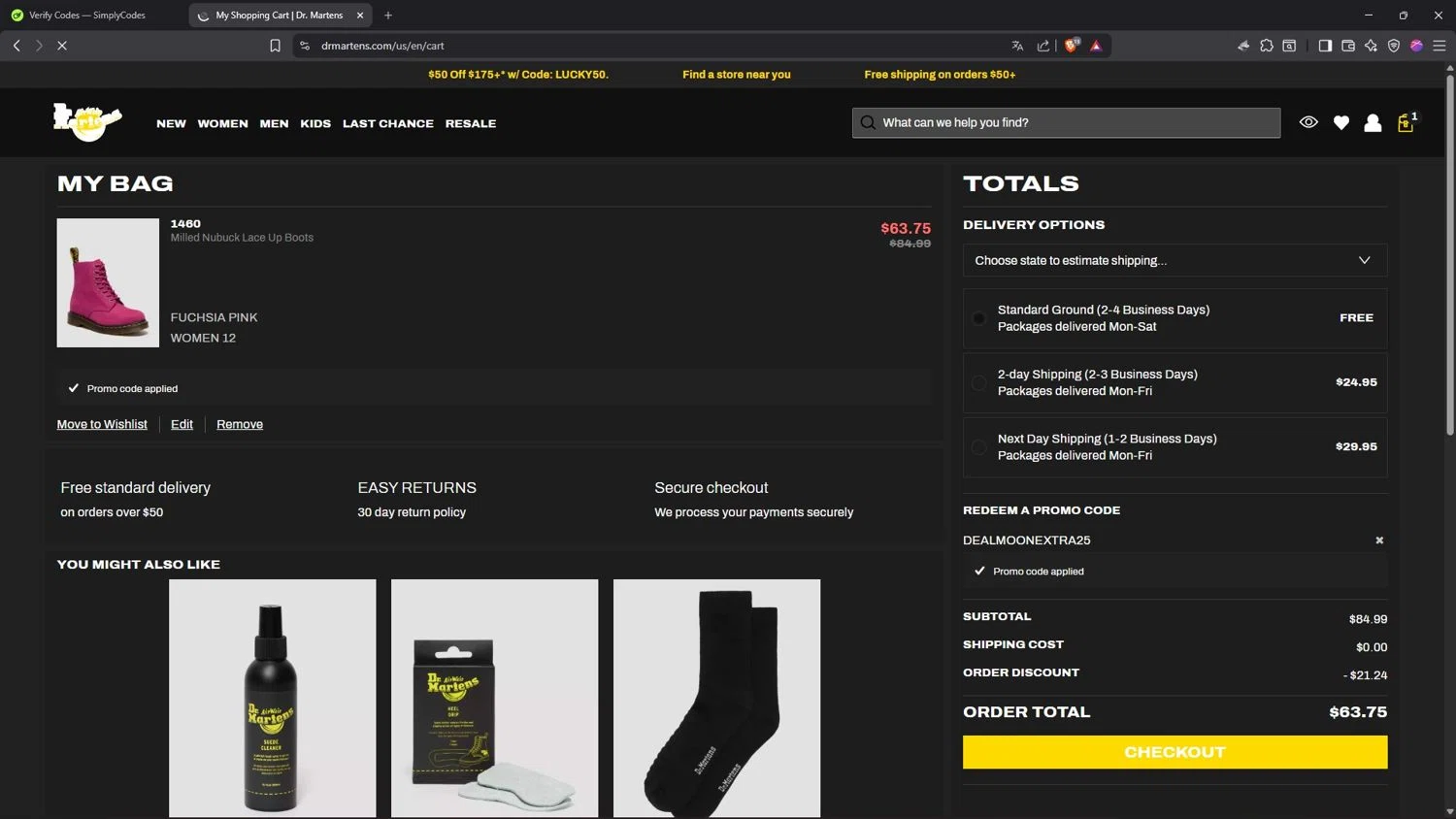Verification screenshot for 25% Off Clearance Items at Dr. Martens - 4mo ago