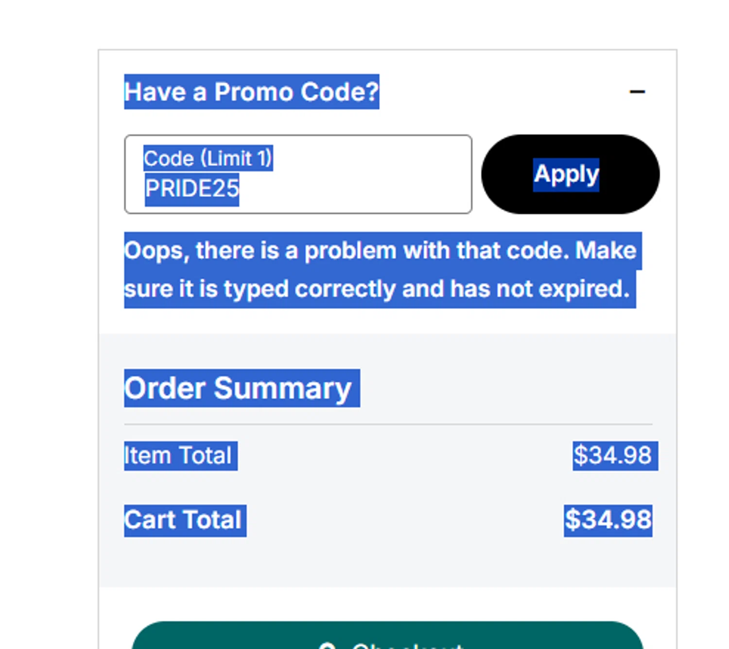 Verification screenshot for 25% Off Clearance Items at Dr. Martens - 3mo ago