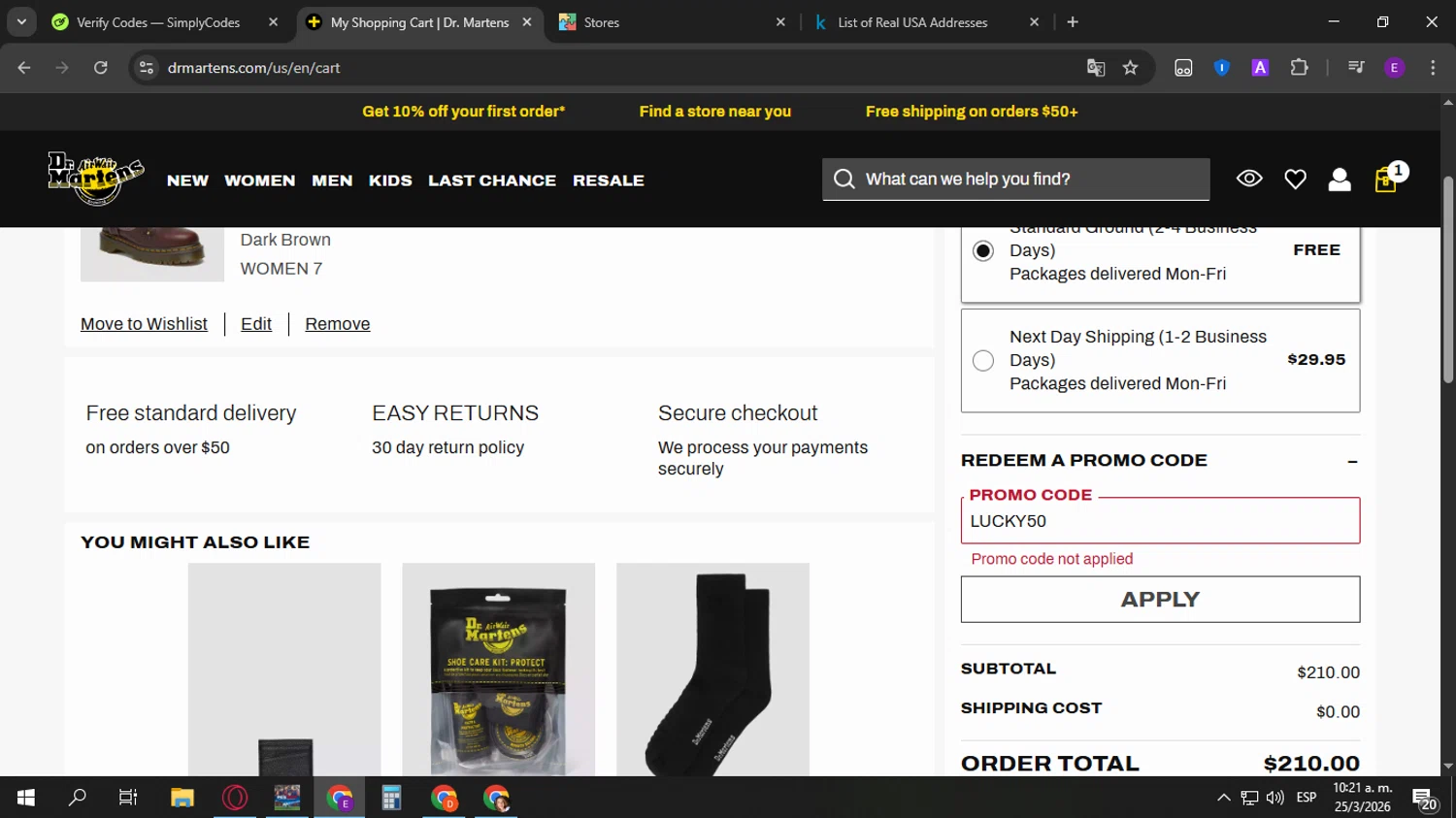 Verification screenshot for $50 Off Storewide at Dr. Martens - 3mo ago