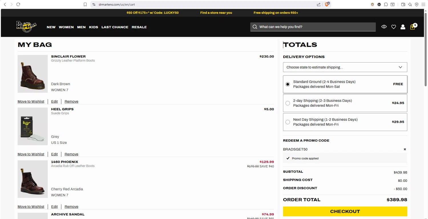 Verification screenshot for $50 Off Storewide at Dr. Martens - 4mo ago