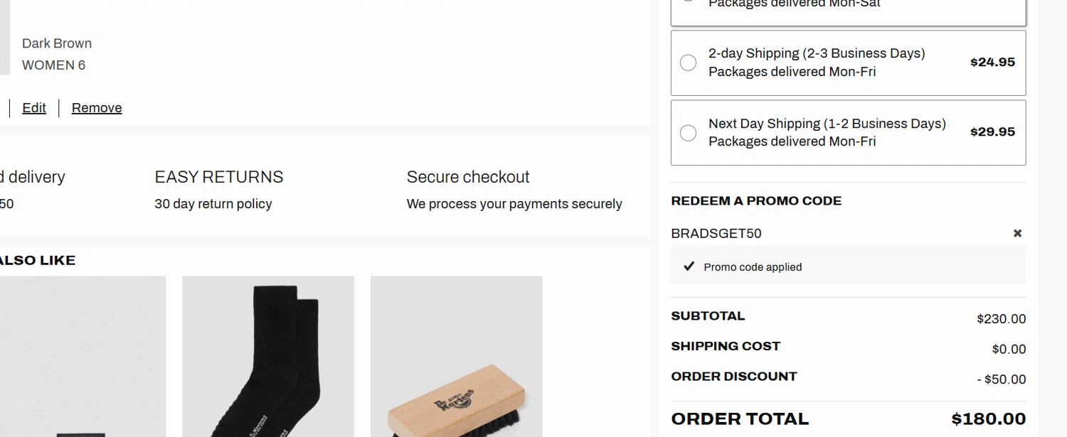 Verification screenshot for $50 Off Storewide at Dr. Martens - 4mo ago