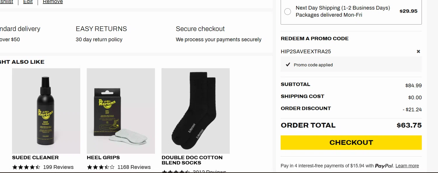 Verification screenshot for 25% Off in Last Chance Styles at Dr. Martens - 4mo ago